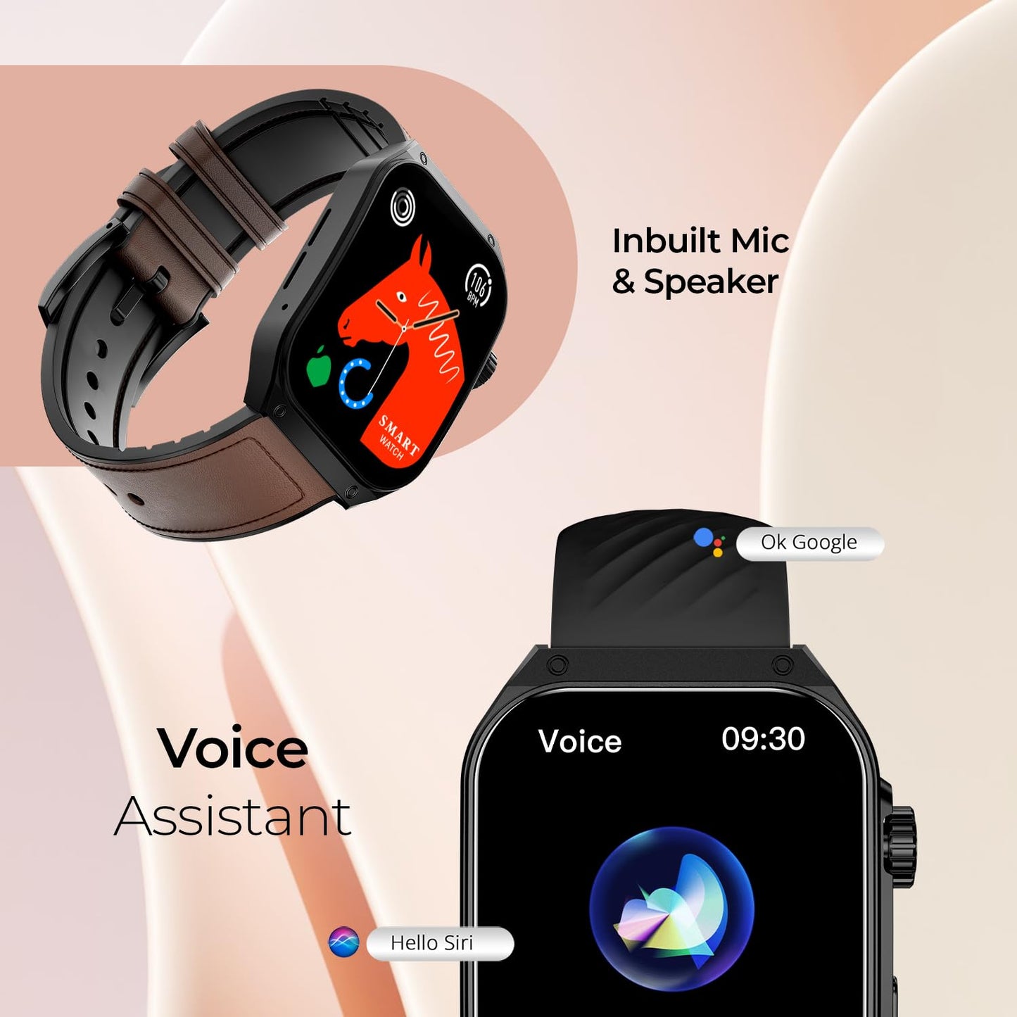 Fire-Boltt ARC 49.8mm (1.96 inch) AMOLED Always On Curved Display Smart Watch, Bluetooth Calling, Wireless Charging, 100+ Sports Modes, Water-Resistant 100+ Cloud Watch Faces (Black)